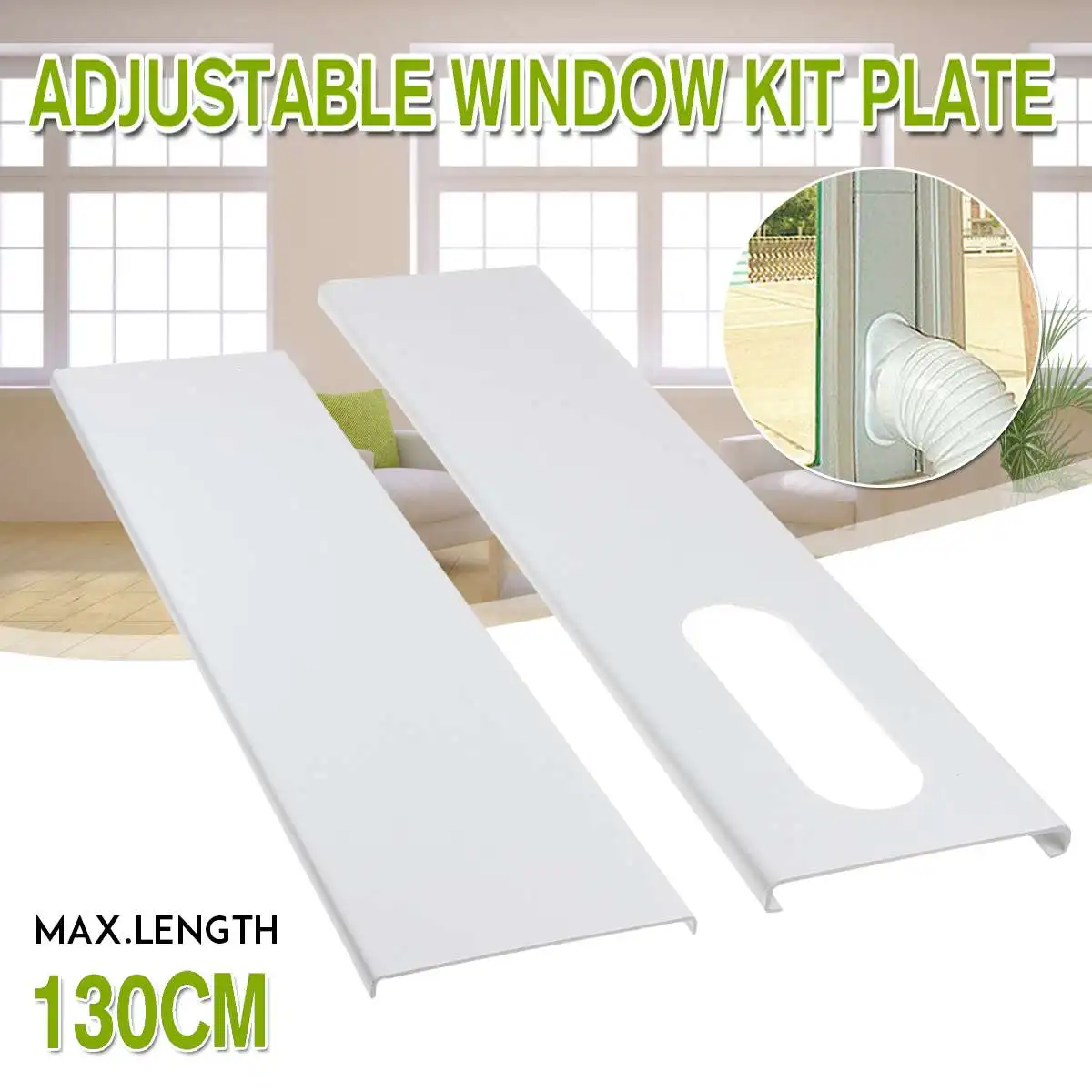

130cm 2pcs Window Slide Kit Plate Adaptor Set Exhaust Tube Hose Adjustable Connector for Household Portable Air Conditioner