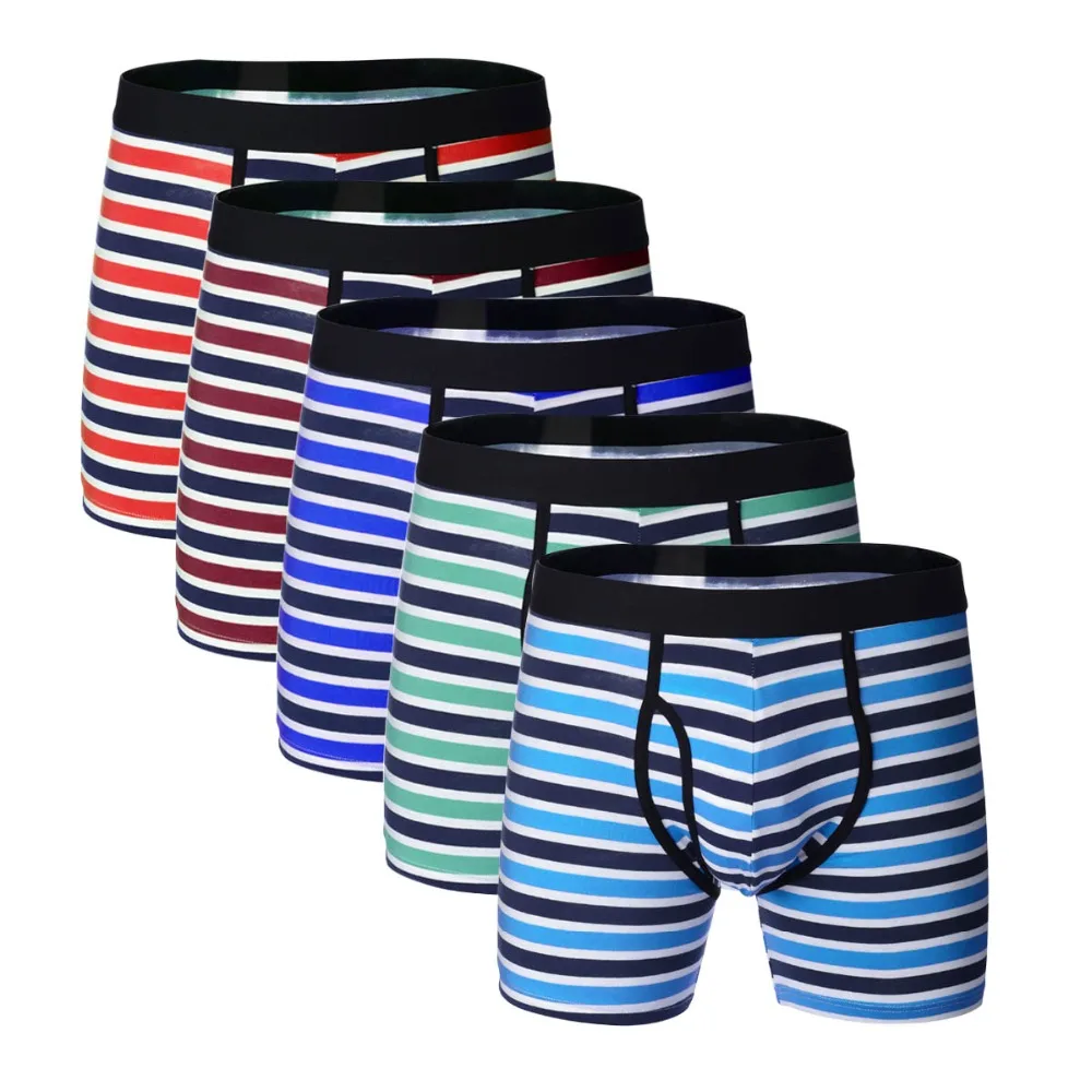 

5Pcs/lot Long Boxer Men Winter Mens Underwear CottonBoxers Striped boxershorts men Underpants calzoncillos hombre boxer marca