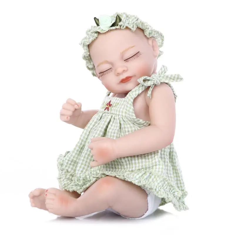 

25cm Mini Full Body Silicone Reborn Baby Doll Toy Lifelike Summer Newborn Boy Girl Dolls Bedtime Play House Bathe Toy Child Gift