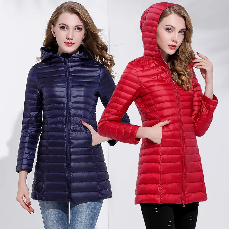 

S - 3XL Winter Hooded Down Jackets Elegant Warm Jacket Ultra Light 90% Duck Hood Down Parka Female Coats