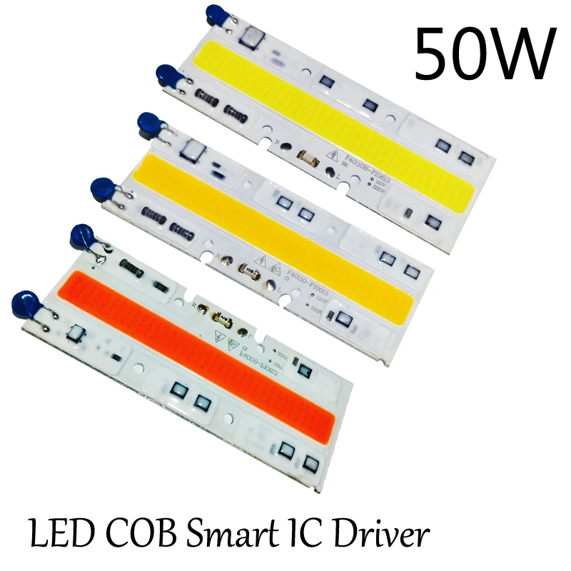 

LED COB Chip Full Spectrum Warm/Cool White Grow Lights Bead 50W High Power Panel 110V 220V Smart IC Driver Bulb Floodlight