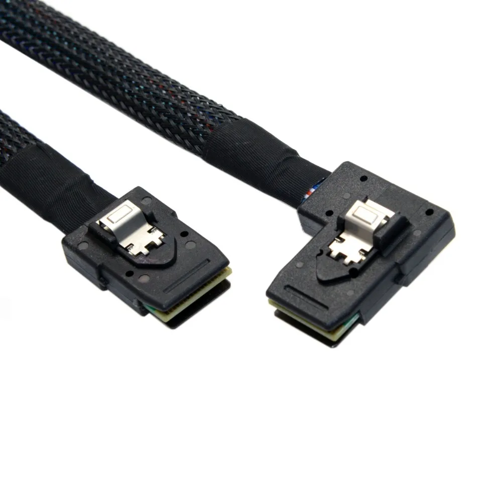 

Ultra Slim Flat 90 Degree Left Angled Mini SAS 36pin SFF-8087 to 8087 Data Raid Cable 80cm