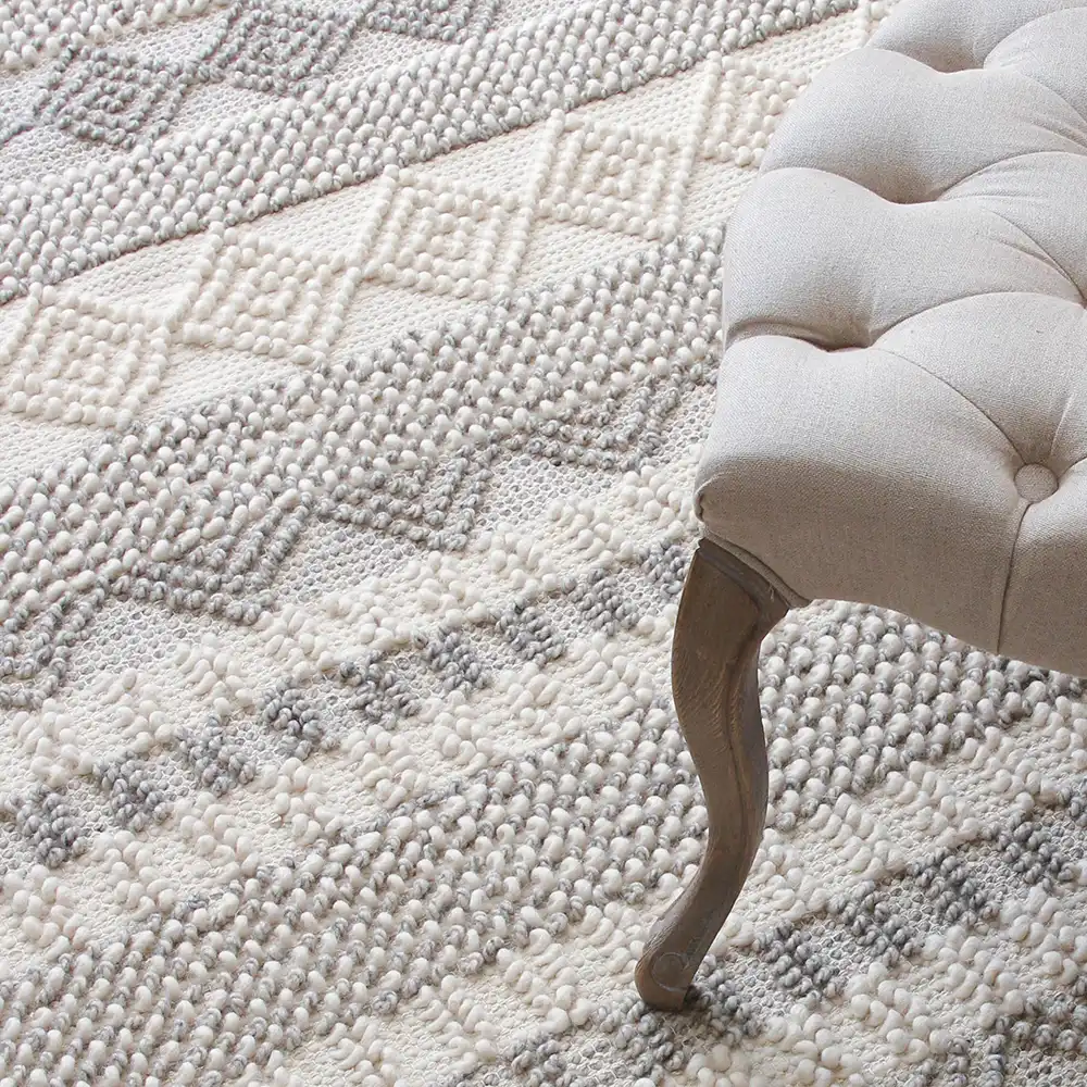 Alfombra Kilim de algodón 100% en blanco y negro para sala de estar