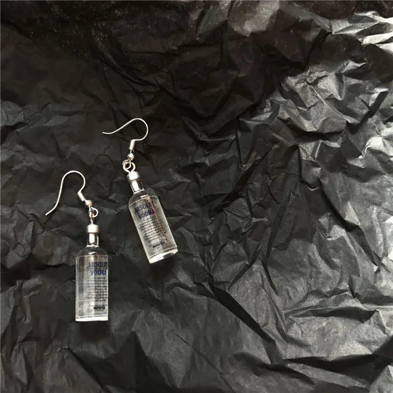 

MD Creative Cool Vodka Bottle Drop Earrings Funny Drinking Style Cartoon Transparent Bottle Dangle Earrings for Women