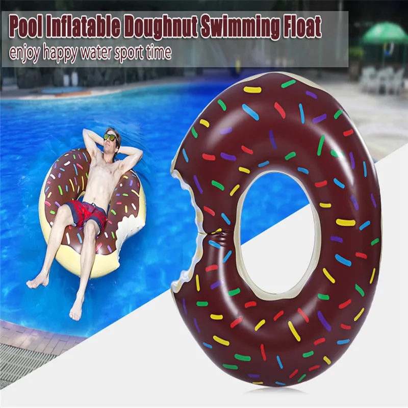 Summer Inflatable Air Mattresses Circle Cute Doughnut Gigantic Swimming Floating With Pump Adult