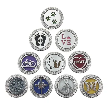 

10 PCS/Lot Perfume Locket (18mm) Magnetic Stainless Steel Aromatherapy Locket Essential Oil Diffuser Snap Button Jewelry