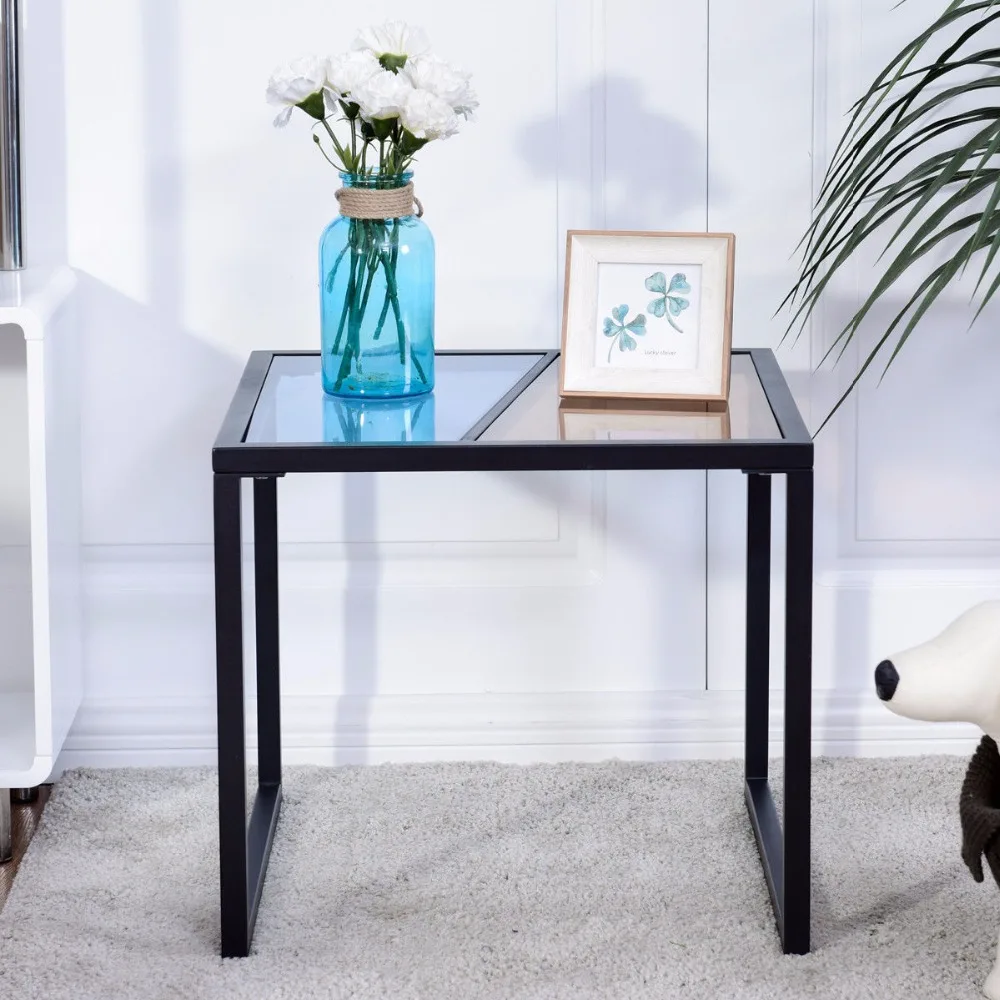 Giantex Square Side End Table Tempered Glass Top Metal Frame Coffee Tables Modern Living Room Furniture HW57283 Giantex Square Side End Table Tempered Glass Top Metal Frame Coffee Tables Modern Living Room Furniture HW57283
