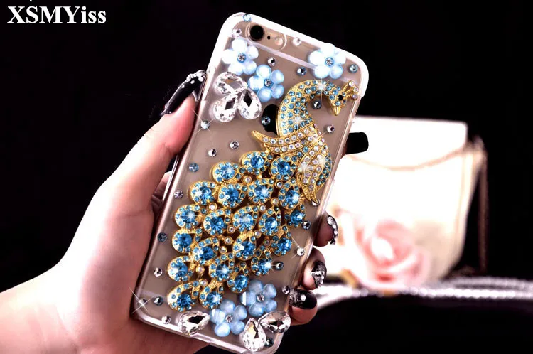 

XSMYiss 3D Luxury Rhinestone Peacock Flower Diamond Soft Cover For Huawei Honor 8 9 10 20 Lite V10 V20 7X 8X Nova2 3 4 5 Cover