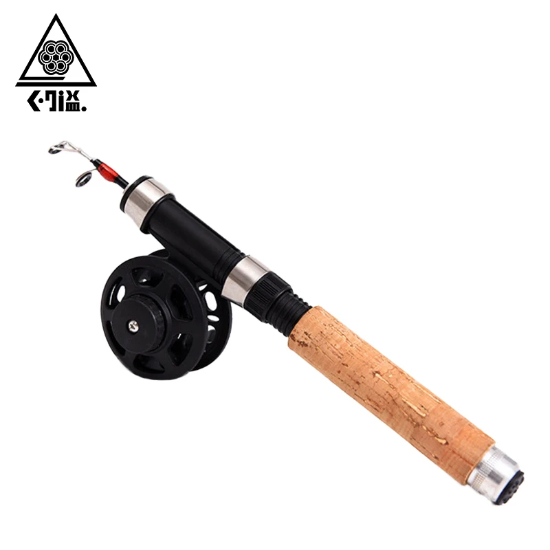 Mini Portable Winter Ice Fishing Rod and Reel Set 65cm Telescopic