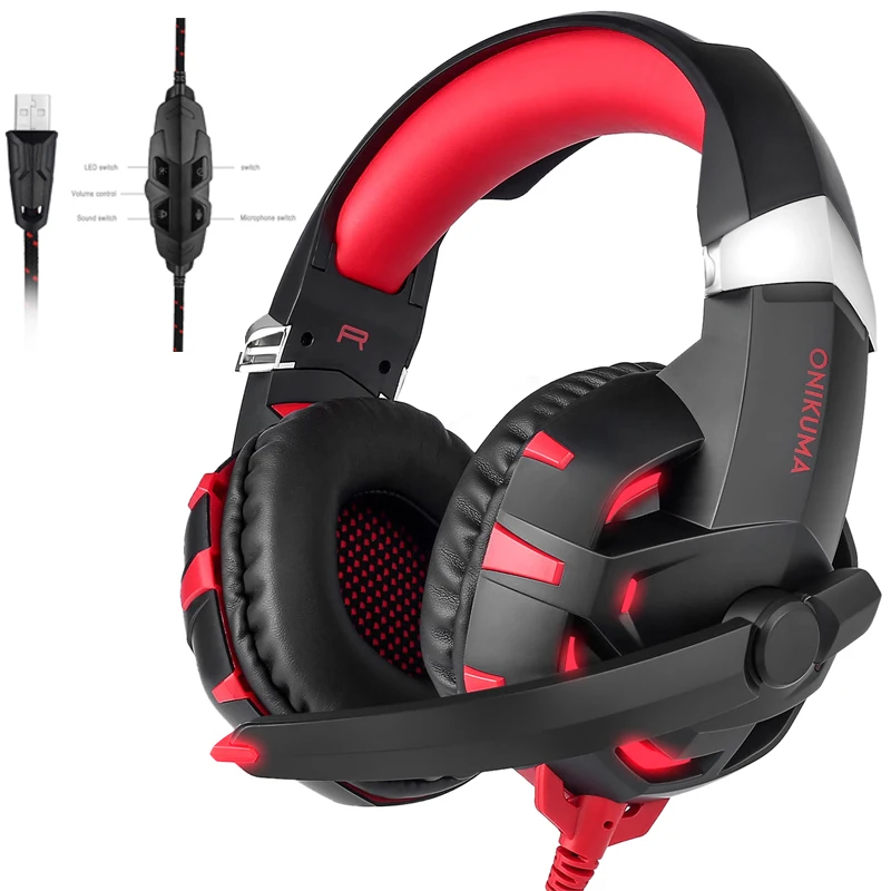 ONIKUMA K2 USB 7 1 Канальные игровые стереонаушники Наушники для геймеров Гарнитура с