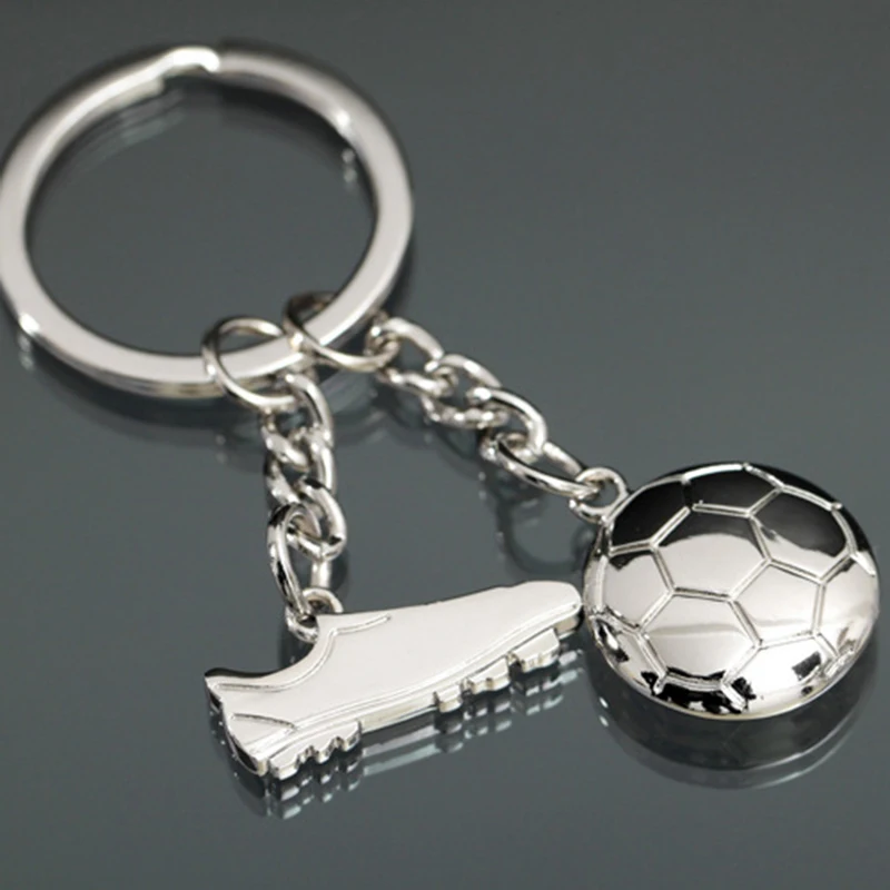 Hot Trinket Keychain Key Chain Keyring 3D Silver Plated Metal Football