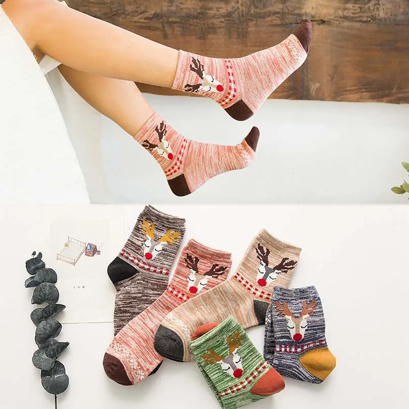 

1 Pairs/Lot New Women Socks Cotton Casual Harajuku Deer Striped Personality Women Socks Wholesale 5 Colors