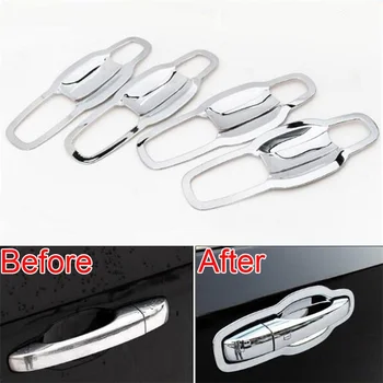 

ABS Chrome/Carbon Fiber Car Door Handle Cover Bowl For Jeep Grand Cherokee 2010-2018 Rear Door Handle Bowl Trim Accessories 8Pcs