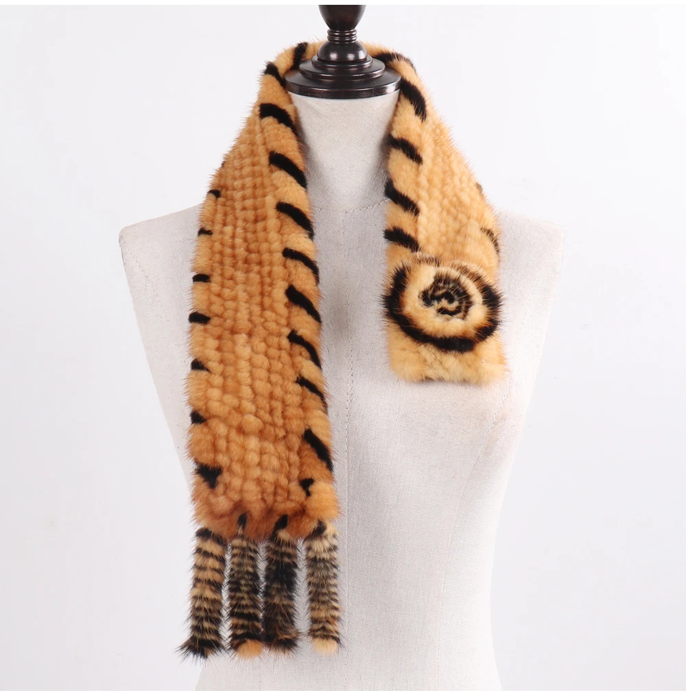 Леди натуральный ручной вязки из меха норки зимний теплый шарф из натуральной норки меховой шарф женский модный качественный Натуральный меховой шарф из норки