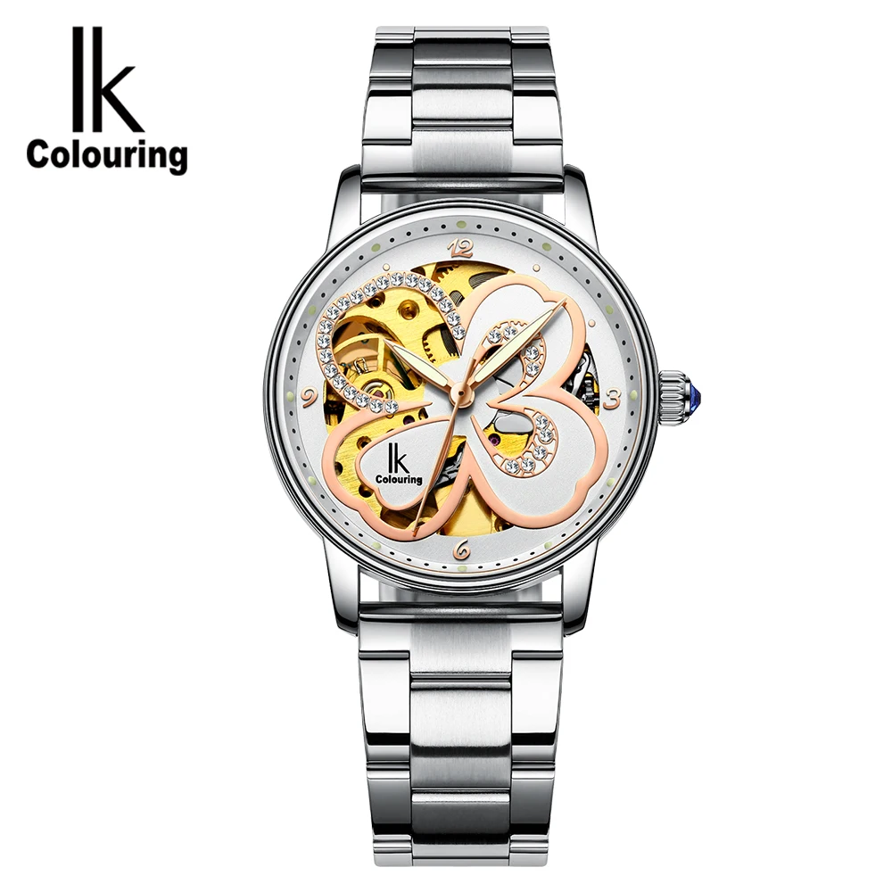 Relogio Feminino, женские Автоматические часы-Скелетон, женские механические часы золотого цвета, Известный Топ бренд ИК, часы цвета