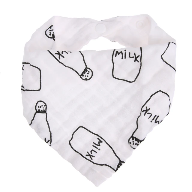Milk Bottle Print Baby Saliva Towel Infant Kids Triangle Head Scarf Bandana Feeding Bibs Cloth Saliva Towel Baby Bibs Burp Cloth