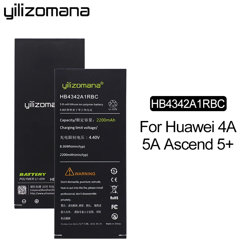 

YILIZOMANA Original HB4342A1RBC Battery For Huawei y5II Y5 II 2 Ascend 5+ Y6 honor 4A SCL-TL00 honor 5A LYO-L21 2200mAh Battery