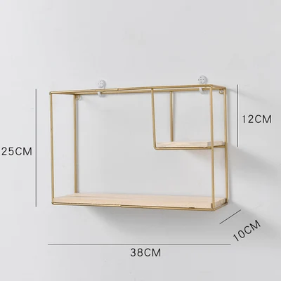 Деревянные золотые стеллажи для хранения подвесной Декор коробка для хранения цветочный горшок дом стеллаж для хранения настенная книга фигурки дисплей ремесла полки