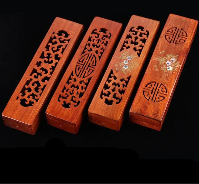 

Wood Incense Burner Vietnam Rosewood Hollow Stick Incense Holder Stick Box With Fireproof Cotton Home Fragrance Decoration