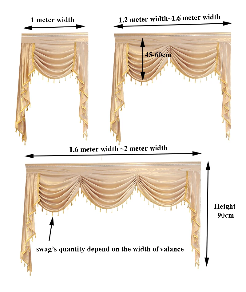  Curtain Valance Swag Lambrequin for Living Dining Room Bedroom Luxury Style Window Swag European Ro - 32838549157