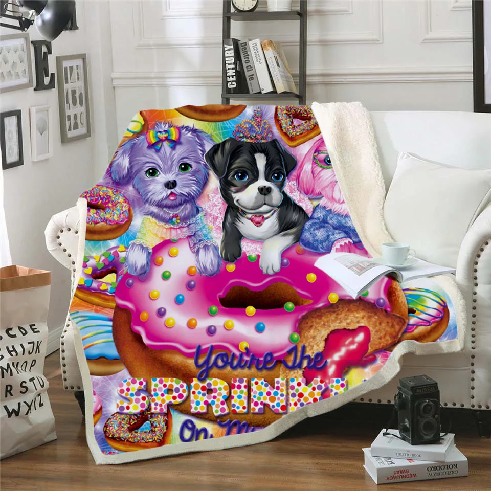 

Plstar Cosmos Lisa and Frank Cartoon Blanket 3D print Sherpa Blanket on Bed Kids Girl Flower Home Textiles Dreamlike style-2