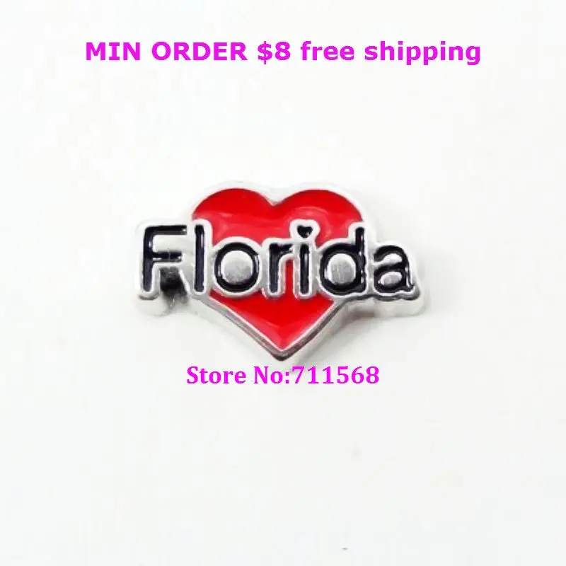 Love Florida плавающие амулеты Название местности для DIY парящий медальон