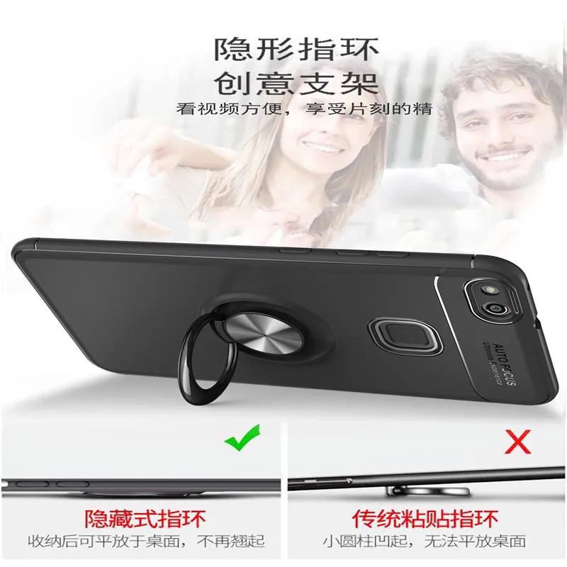Luxury Shockproof Protection case For huawei P10 matte hard pc+soft silicon back cover For huawei P10 Lite Metal Ring Bracket15