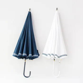 

Umbrella For Students Minimalist Long Handle Umbrella 16 Ribs Long-handle Sunny And Rainy Naval Wind Straight Handle QZP238