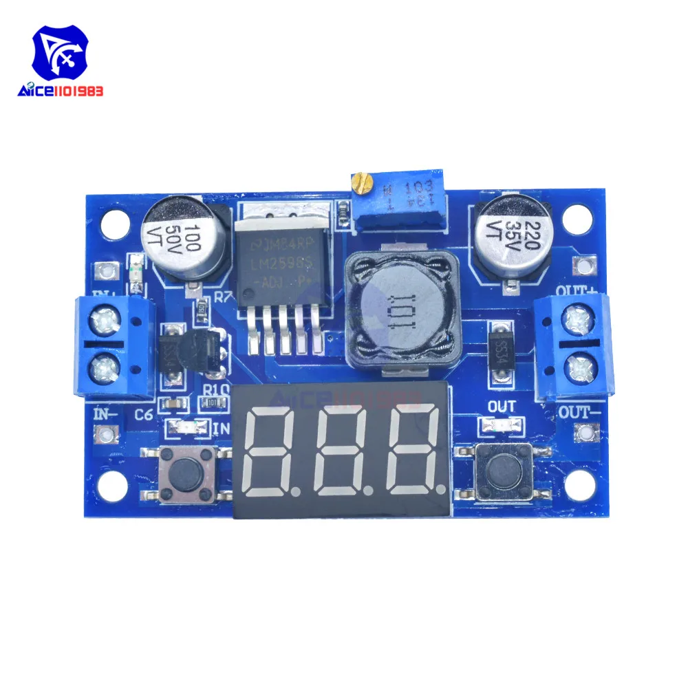LM2596 светодиодный цифровой вольтметр постоянного тока 4,0-40 В до 1,25-37 в регулируемая плата понижающий модуль преобразователя питания