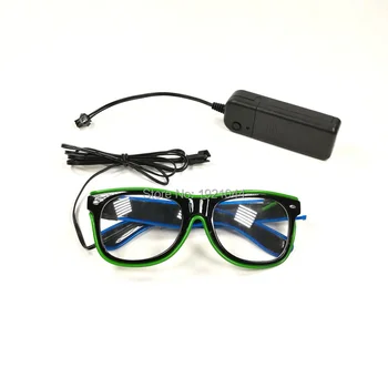 

Double Colors EL Wire Glowing Sunglasses 10Color Select LED neon rope tube Glasses for Glow Party Decoration Supplies