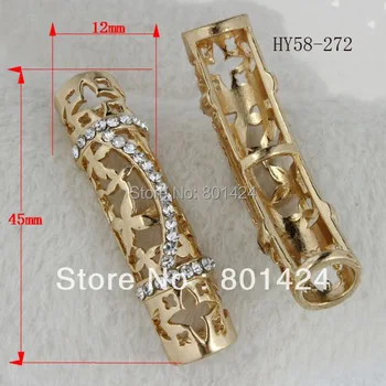 

free shipping 6pcs 58-272 rose gold plated silver-plated jewelry finding hollow tube rhinestone connectors