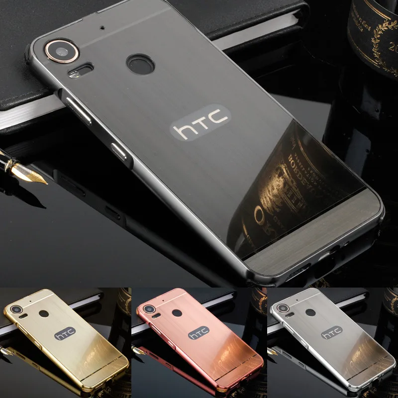 

For HTC Desire 10 Pro 5.5" Case Plating Metal Frame with Brushed Back Cover Hard Case for HTC Desire 10 Pro Phone Shell Cover