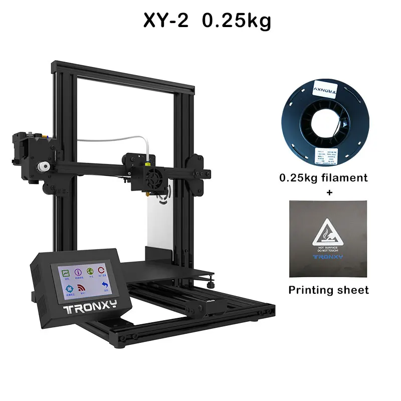 Tronxy, новинка, XY-2, 3D принтер, большой размер печати, FDM, i3, принтер, v-слот, сенсорный экран, продолжительная печать, Горячая кровать, 1,75 мм, PLA - Цвет: XY-2 0.25kg
