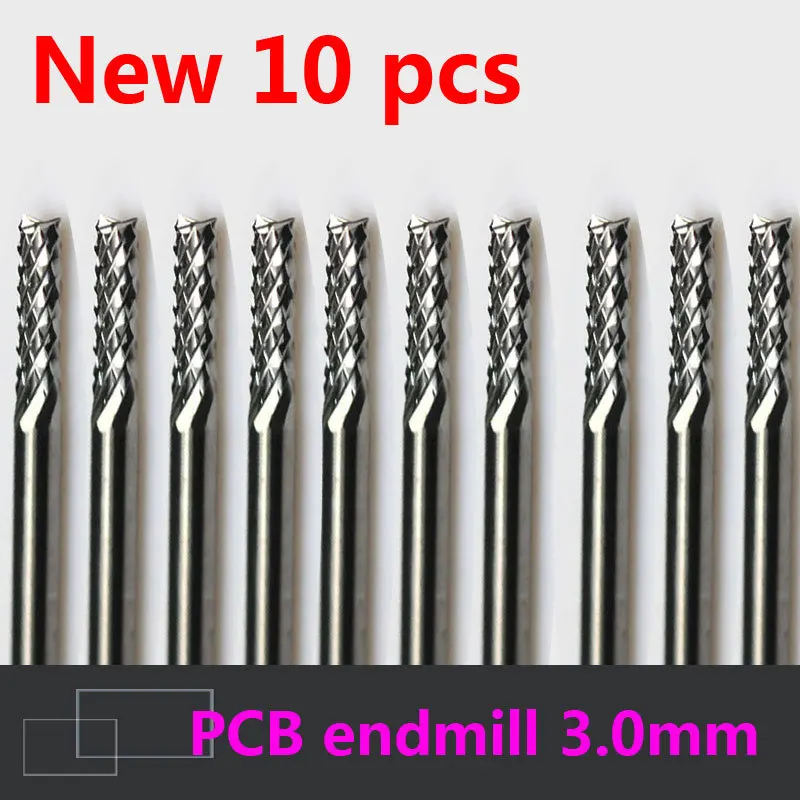 10Pcs 3.175 x 3.0mm Parallel Carbide CNC/PCB Milling Cutter Bits CEL 12mm 