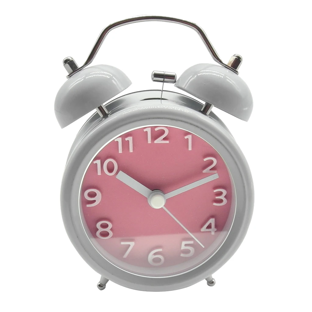Classic Retro Twin Bell Silent Non-ticking Sweep Quartz Movement Loud Alarm Clock with Night Light for Bedroom Bedside Office