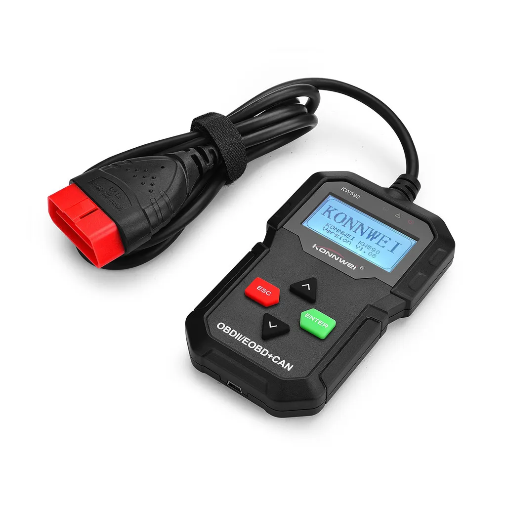 OBD OBD2 диагностический Автомобильный сканер KW590 по каналам OBDII/EOBD(система бортовой диагностики, 12 V может считыватель кода поддержка компьютерных Системы протокол