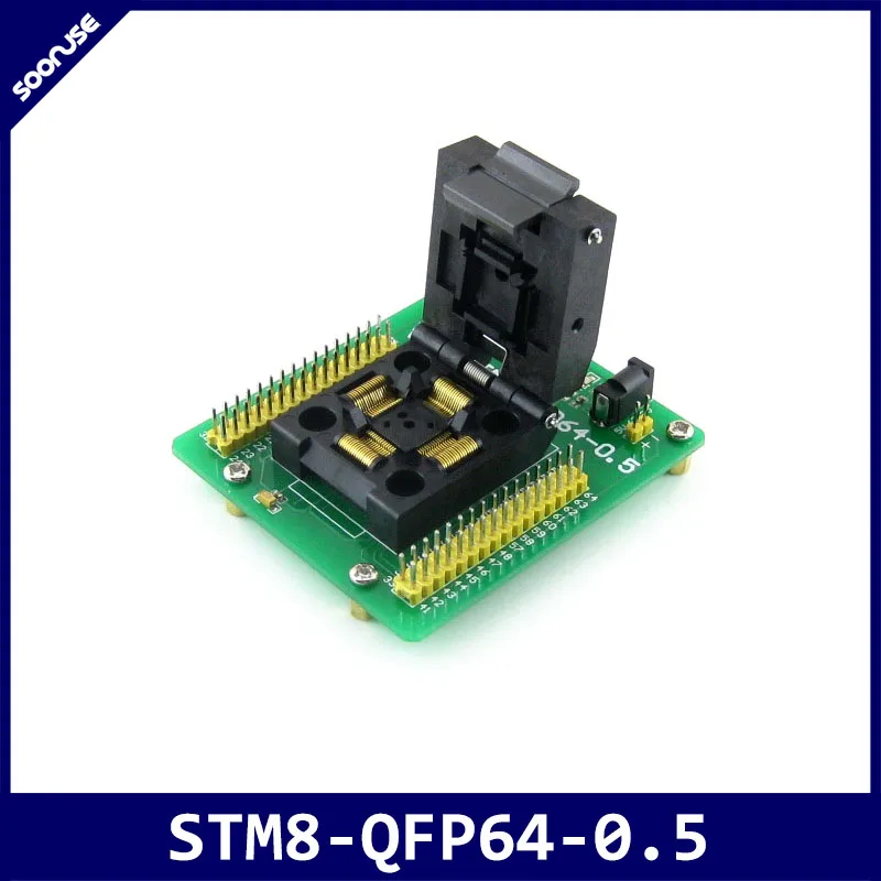 

STM8-QFP64-0.5 STM8 Programming Adapter IC51-0644-807 IC Test Socket for STM8S / STM8A QFP64 0.5 mm Pitch with SWIM Port