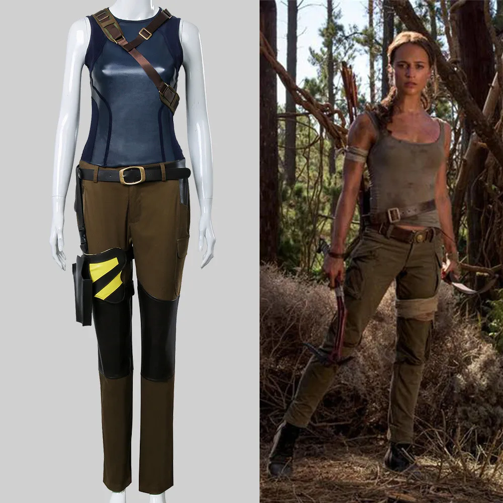 Lara Croft Costume Shadow of the Tomb Raider Movie Cosplay Lara Croft Dark  Blue&Army Green Costume Women Halloween Christmas Use