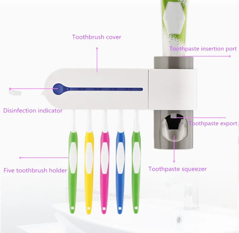 Антибактериальный УФ-светильник ультрафиолетовая лампа 2 в 1 стерилизатор зубной щетки очиститель автоматический держатель для зубной пасты и для зубной щетки соковыжималки