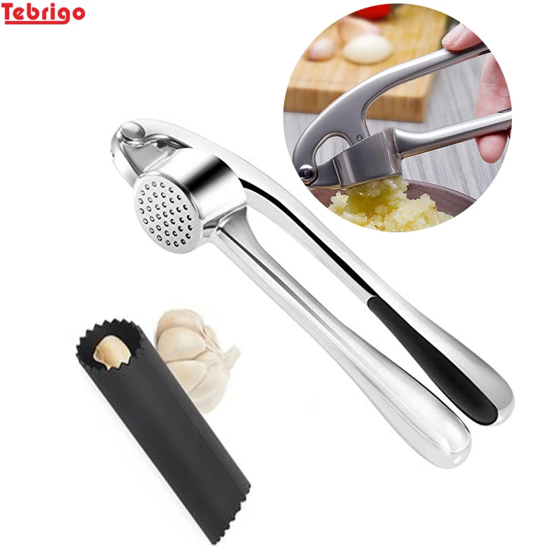 Tebrigo Garlic Press Presser and Crusher Portable Garlic Mincer Chopper Crusher Slicer Grater