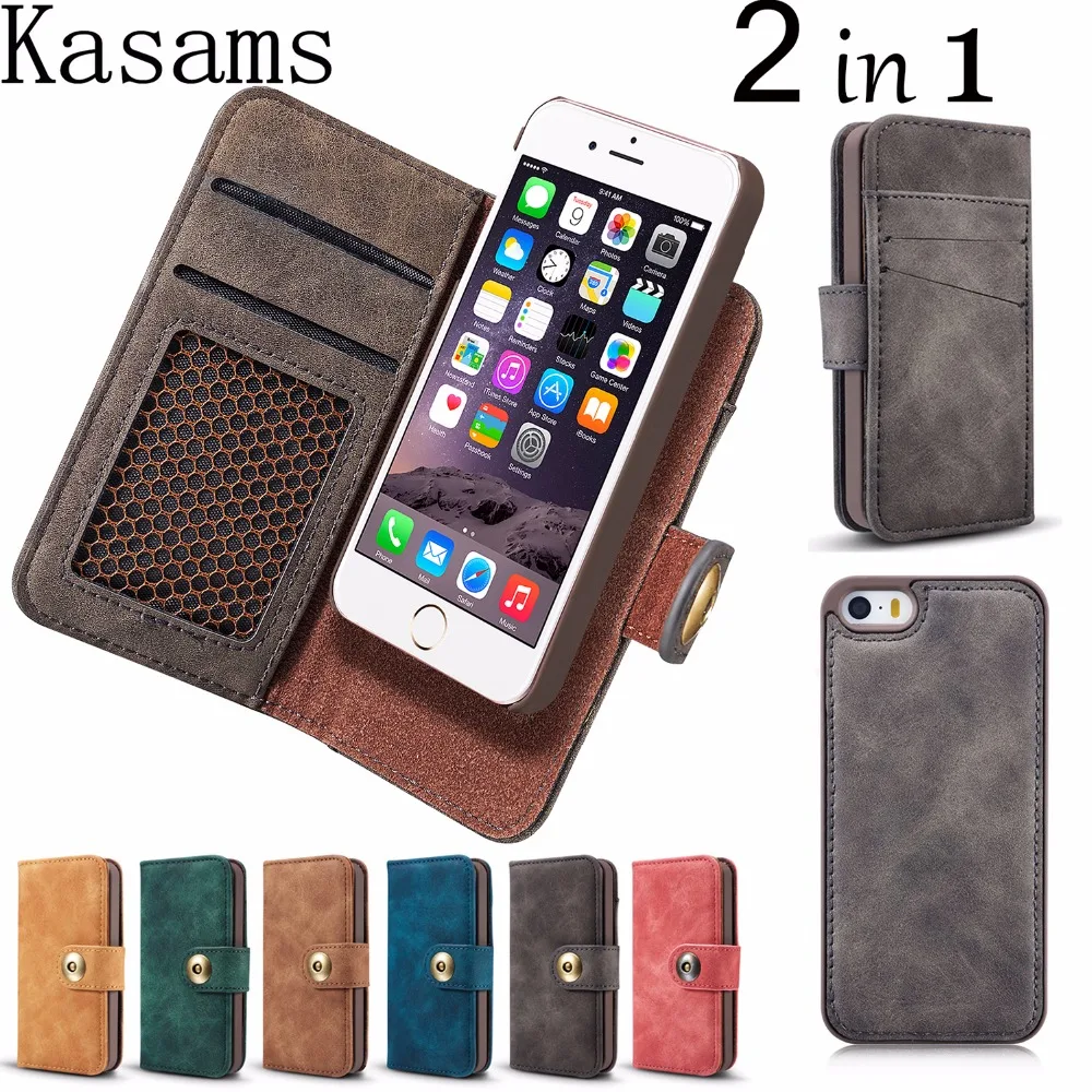 

Retro Separate 2 in 1 magnet Cases For Apple iPhone 5 5S SE Phone Case For iPhone 5S SE 5 Multifunction PU Leather Flip Cover