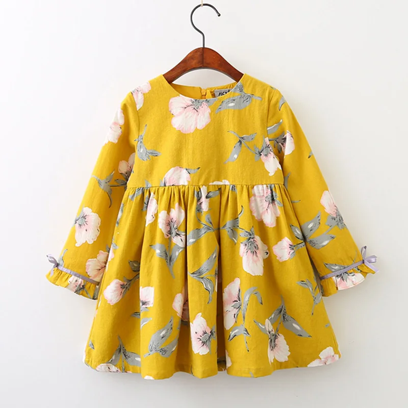 Melario/платья для девочек, новинка года, весенне-осеннее платье ярких цветов с длинными рукавами, клетчатое меховое бальное платье принцессы с круглым вырезом и бантом для девочек - Цвет: Yellow