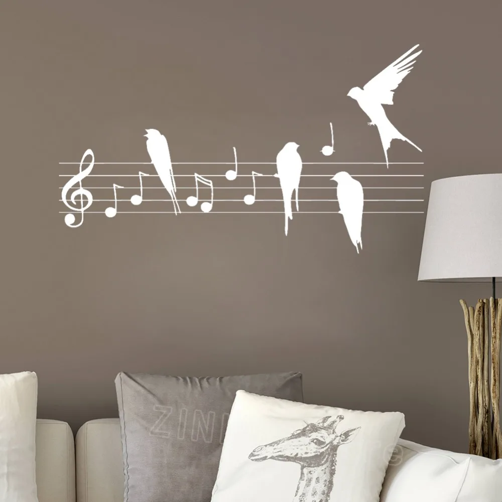 Music Notes Birds Wall  Decal Romantic  Bedroom  Wall  Decor  