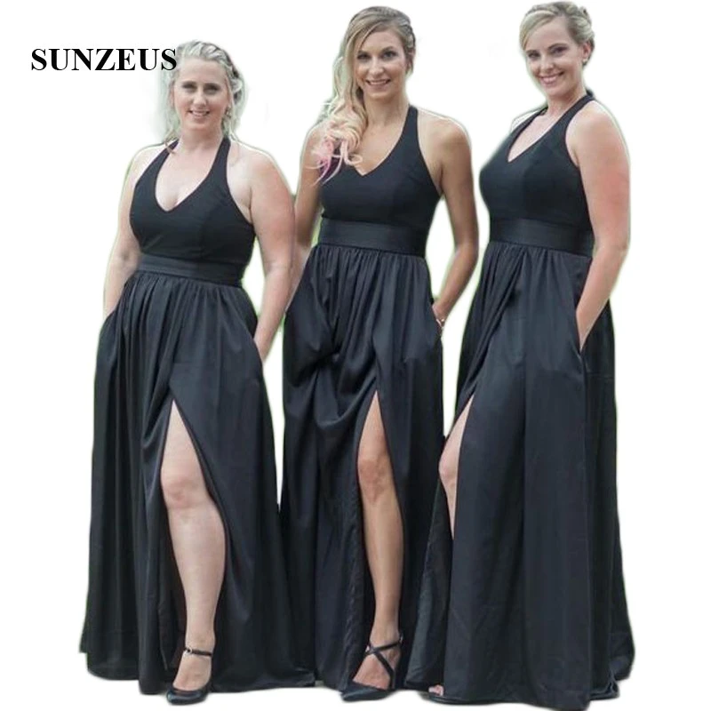 black bridesmaid dresses with pockets