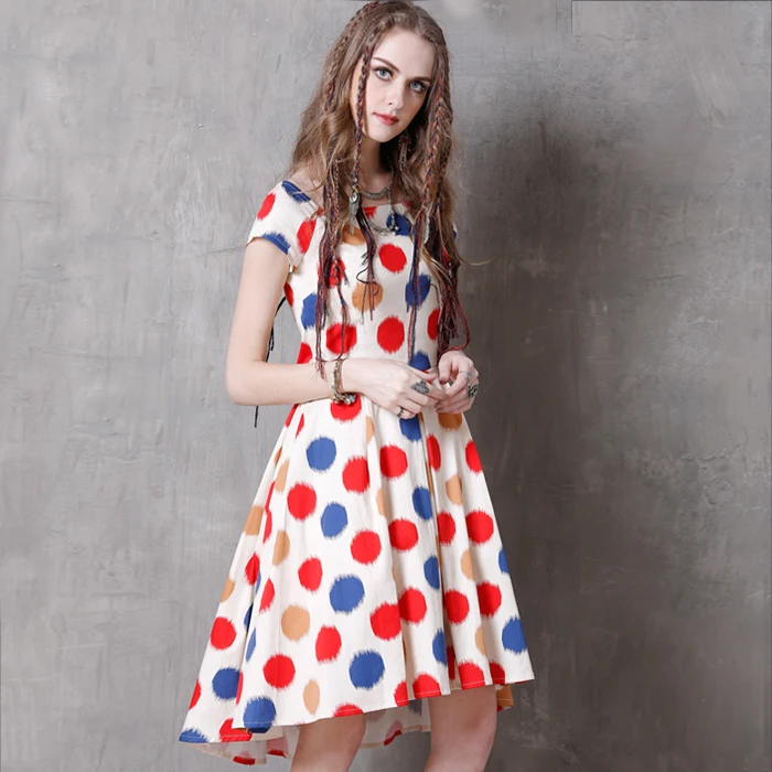 Good Quality Dress 2017 European Fashion New Summer Irregular Polka Dot Female Trumpet / Mermaid Cute Vintage Vestidos | Женская одежда