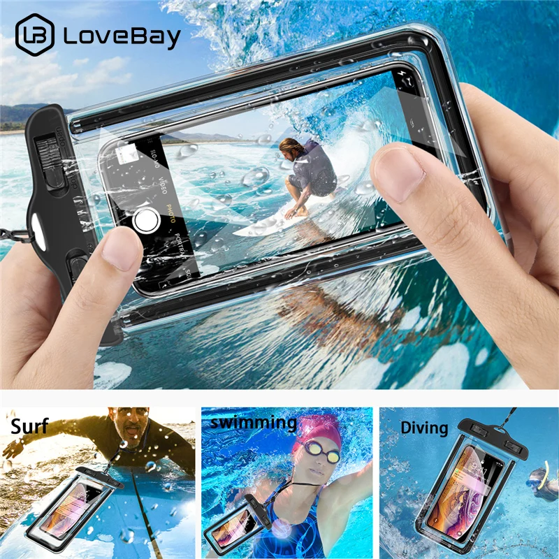 

Lovebay Universal Swimming Bags Waterproof Bag with Luminous Underwater Pouch All Models 4 inch -6.5 inch For iphone X Cases