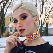 ZUCZUUG прямоугольные солнцезащитные очки без оправы, женские брендовые дизайнерские легкие солнцезащитные очки с небольшой оправой, красные оранжевые линзы, очки без оправы