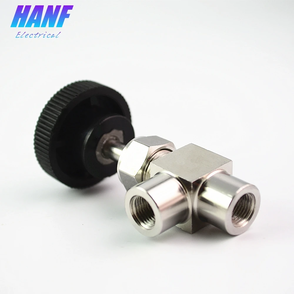 

1pcs BSP 1/8" SS304 Female Thread Right Angle Type Needle Valve Black Knob Handle Stainless Steel for water oil steam