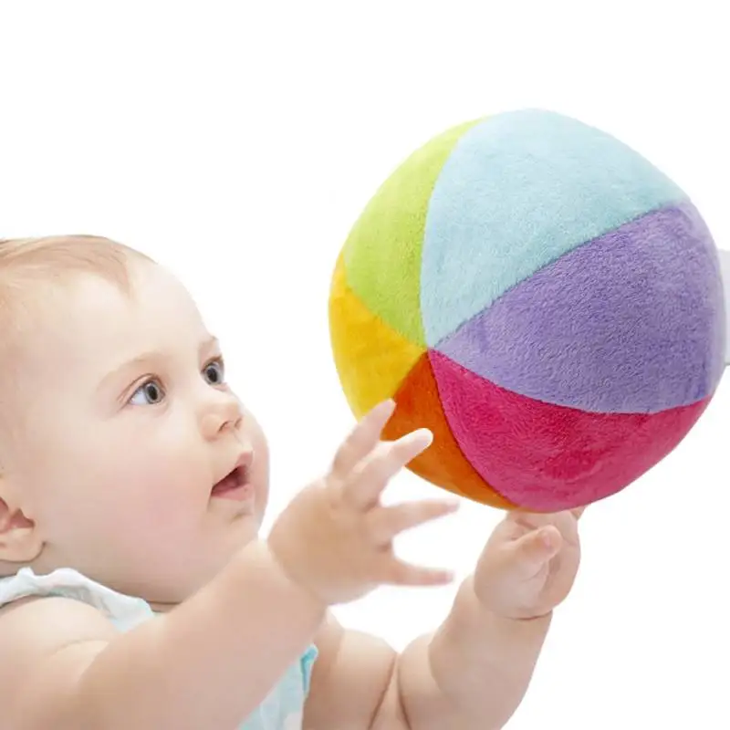 SHILOH Soft Organic Rainbow Ball with Gentle Rattle First Ball for Baby