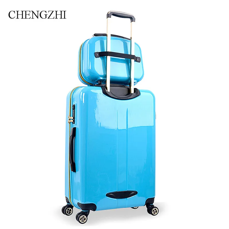 CHENGZHI 2" 24" дюймов, роскошный женский багаж на колёсиках, набор, чехол на колесиках, для путешествий, Спиннер, пароль, для багажа, модная Новая косметическая сумка
